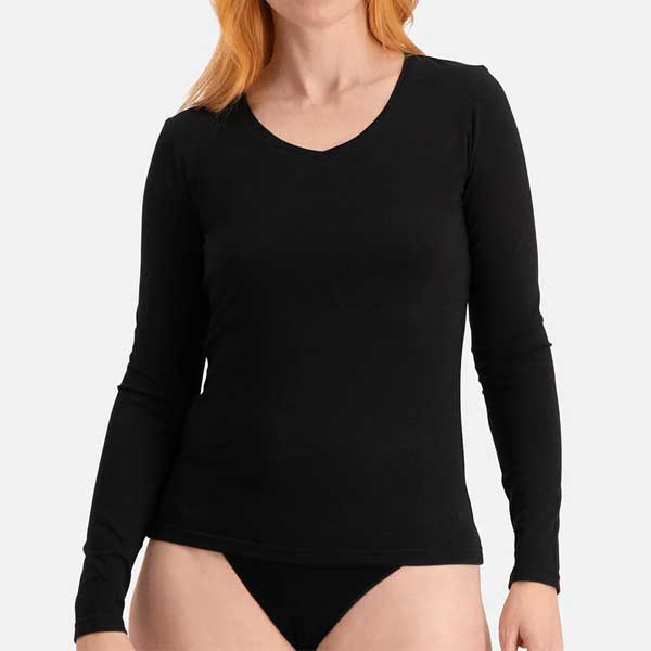 Bamboe longsleeve dames V hals Bamboo Basics Liv