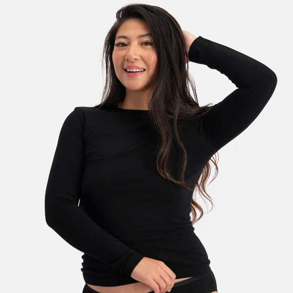 Bamboe-merinowol shirt lange mouw bamboo Basics Tracy