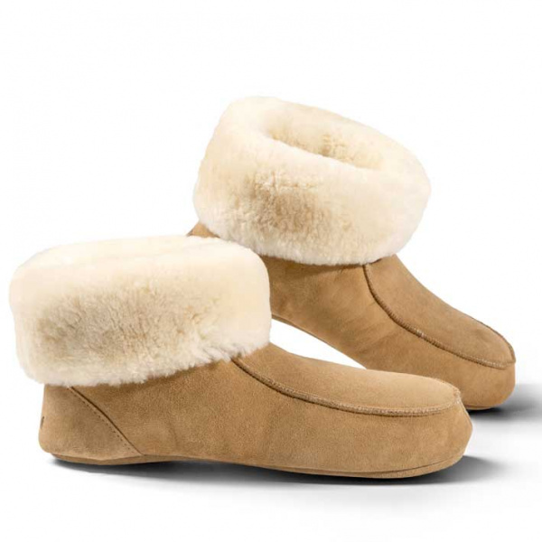 Fellhof hoge leren sloffen met wollen vacht 3101