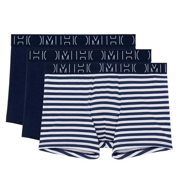 HOM Christopher boxershorts - 3-pack in marineblauw en gestreept