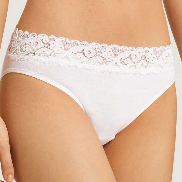 Hanro katoenen mini slip met kant 071481