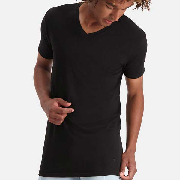 Heren V hals T shirt long fit bamboe 2 pack Bamboo Basics Velo
