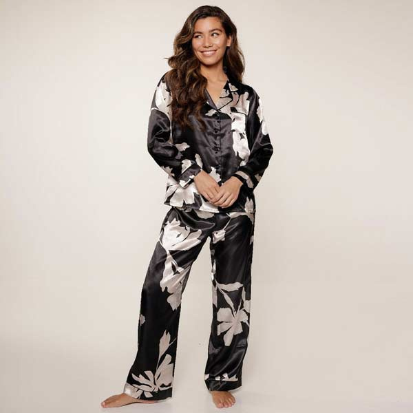 LingaDore satijnen pyjama set dames met bloemenprint 1744SET