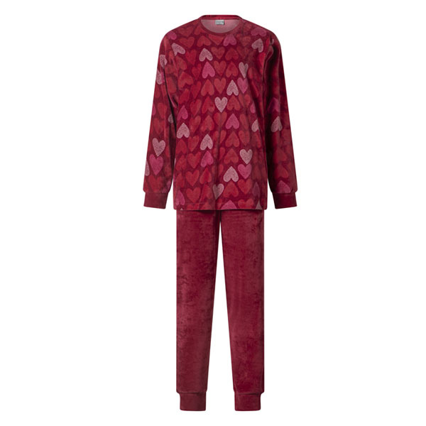 Lunatex velours dames pyjama met enkel boord 124235