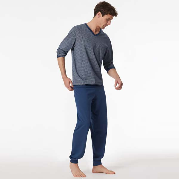 Schiesser heren pyjama grote maten blauw 182194